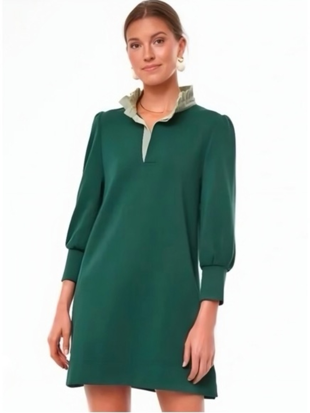 Tuckernuck - Pomander Place Green Half Button Terry Sweatshirt Dress Size Small